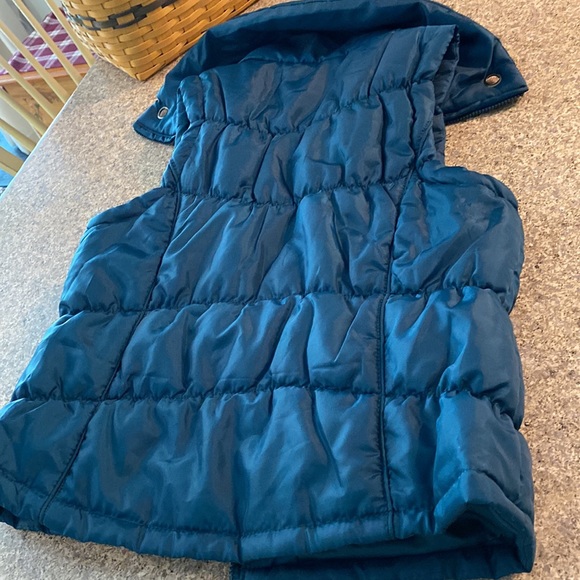 Laura Scott Teal Blue / Green Puffer Vest Zip Up Large - Picture 13 of 16
